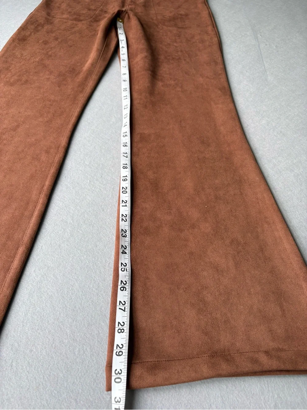 Sanctuary Sawyer Faux Suede Brown Bell Bottom Flare Pants Sz 27 Boho 70s Retro - Picture 7 of 10